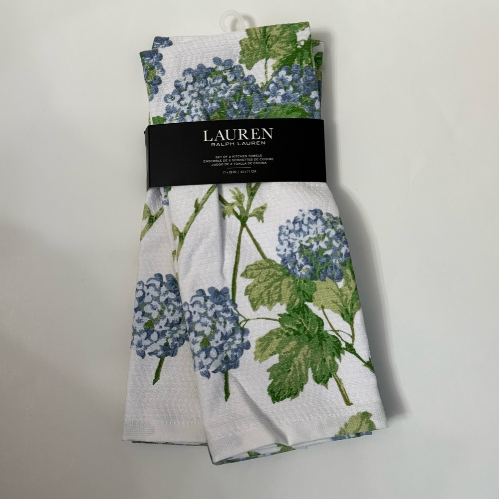 Lauren Ralph Lauren Hydrangea Kitchen Towels Set of 2 NEW